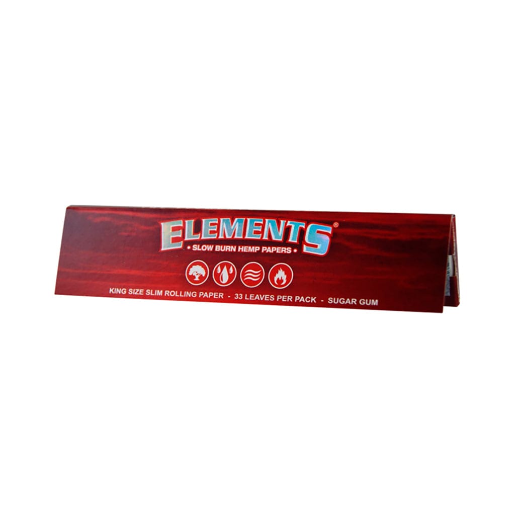 Elements Red Slow Burning Hemp Rolling Papers Display - King Size Slim Herbal