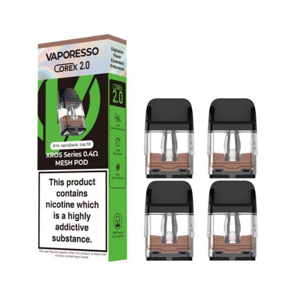 Vaporesso XROS Corex 2.0 Replacement Pods 4-Pack (CRC) 0.4ohm (30W)(These only work in the New XROS PRO & XROS 4 Batteries) Replacement Pods