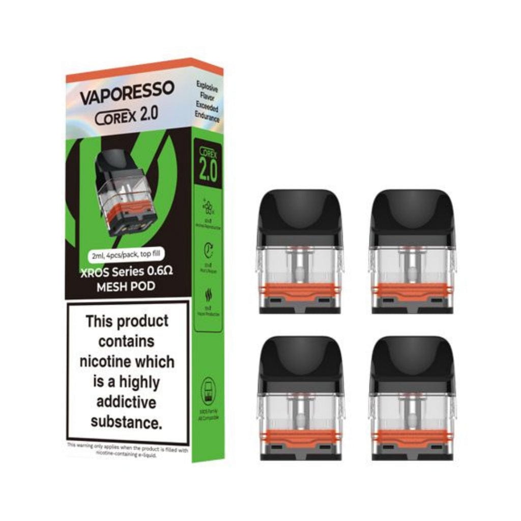 Vaporesso XROS Corex 2.0 Replacement Pods 4-Pack (CRC) 0.4ohm (30W)(These only work in the New XROS PRO & XROS 4 Batteries) Replacement Pods